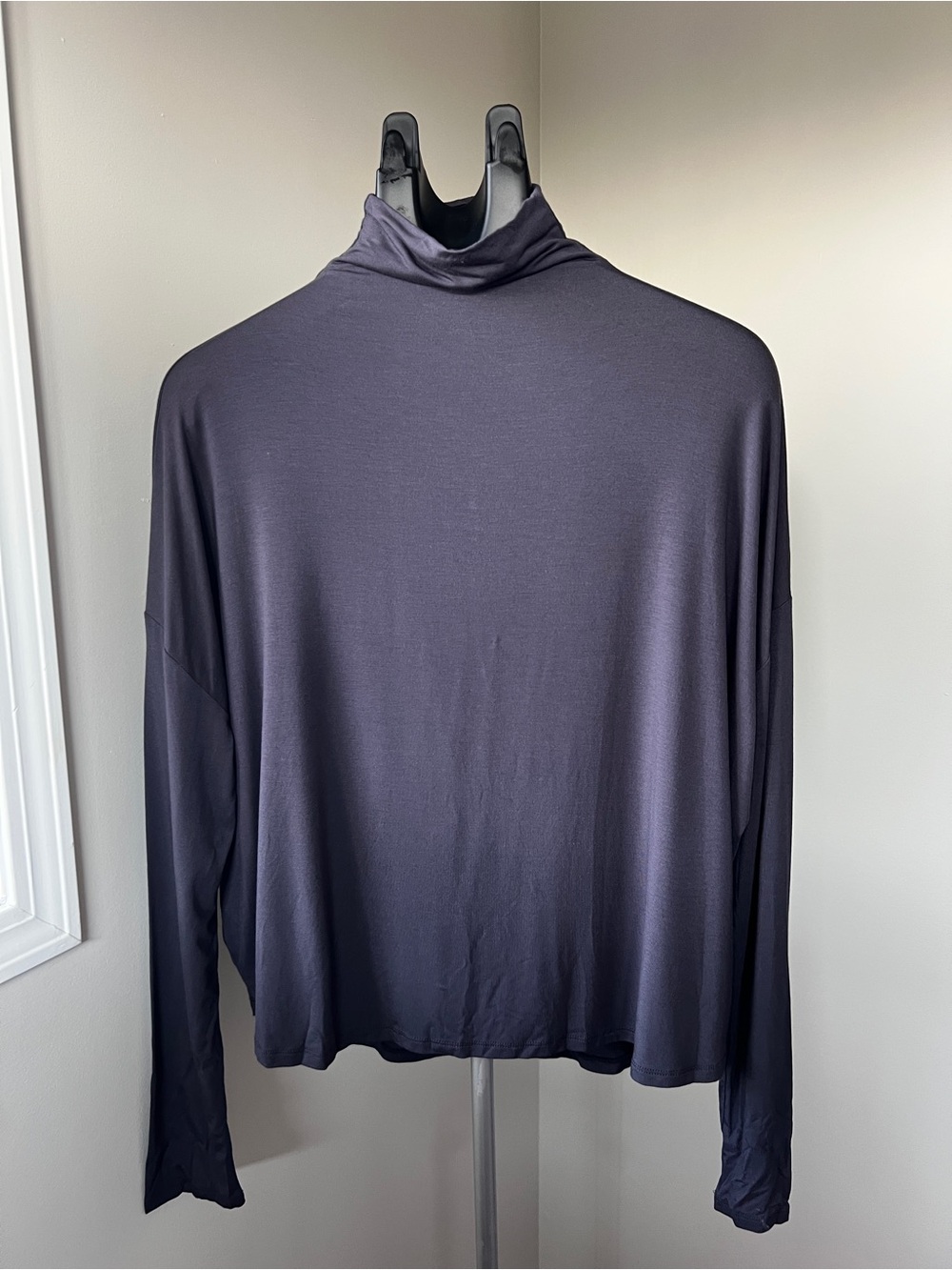 Babaton Charcoal Long-Sleeve Draped Turtleneck